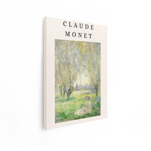 Artaza Canvas Schilderij Claude Monets Impressionistische Schilderij van een Vrouw in een Zonovergoten Tuin - 90x120 cm - Groot - Wanddecoratie Woonkamer - Schilderijen - Muurdecoratie