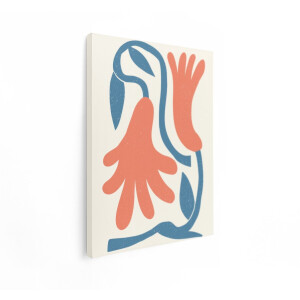 Artaza Canvas Schilderij Abstracte Bloemen - 90x120 cm - Wanddecoratie Modern - Muurdecoratie Boho - Decoratie Woonkamer - Oranje Blauw