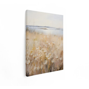 Artaza Canvas Schilderij Bloemenveld - 90x120 cm - Wanddecoratie Wilde Bloemen - Muurdecoratie Landelijk - Decoratie Natuur Landschap