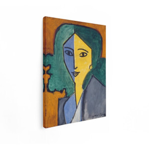 Artaza Canvas Schilderij Portret van Madame Matisse in een Gestileerde - Kleurrijke Stijl - 60x80 cm - Wanddecoratie Woonkamer - Schilderijen - Muurdecoratie