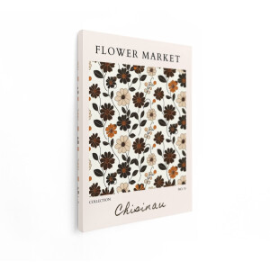 Artaza Canvas Schilderij Bloemen - 60x80 cm - Wanddecoratie Boho - Muurdecoratie Bloemenmarkt - Decoratie Retro Patroon