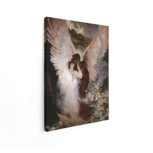 Artaza Canvas Schilderij Engel - 60x80 cm - Wanddecoratie Klassiek Schilderij - Muurdecoratie Religieus - Schilderijen Op Canvas Jezus