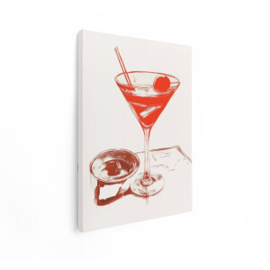 Artaza Canvas Schilderij Martini - 30x40 cm - Wanddecoratie Bar - Muurdecoratie Vintage Cocktail - Kamer Accessoires Retro
