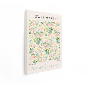 Artaza Canvas Schilderij Bloemen - 90x120 cm - Flower Market Wanddecoratie - Muurdecoratie Bloemenmarkt - Roze Decoratie Woonkamer