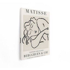 Artaza Canvas Schilderij Vrouw Matisse - 60x80 cm - Wanddecoratie Line Art - Muurdecoratie Zwart Wit - Decoratie Minimalistisch Poster