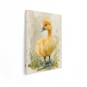 Artaza Canvas Schilderij Eendje - 60x80 cm - Wanddecoratie Kinderkamer - Muurdecoratie Dieren - Decoratie Babykamer Aquarel - Geel