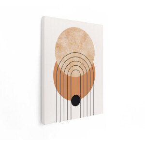 Artaza Canvas Schilderij Abstracte Geometrische Vormen met Aardetinten en Minimalistische Lijnen - 60x80 cm - Wanddecoratie Woonkamer - Schilderijen - Muurdecoratie