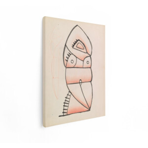 Artaza Canvas Schilderij Abstracte Figuur met Rode Tinten en Zwarte Lijnen - Moderne Kunststijl - 30x40 cm - Klein - Wanddecoratie Woonkamer - Schilderijen - Muurdecoratie