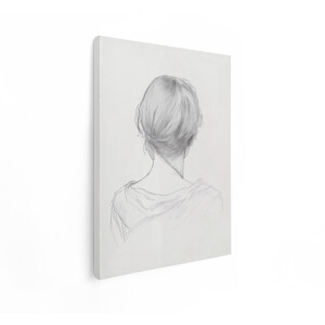 Artaza Canvas Schilderij Vrouw - 60x80 cm - Wanddecoratie Potloodschets - Muurdecoratie Portret - Schilderijen Zwart Wit Minimalistisch