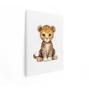Artaza Canvas Schilderij Luipaardwelp - 30x40 cm - Wanddecoratie Babykamer - Muurdecoratie Jongenskamer - Decoratie Dieren