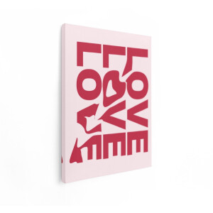 Artaza Canvas Schilderij Love - 60x80 cm - Wanddecoratie Abstract - Muurdecoratie Modern - Decoratie Met Tekst - Roze