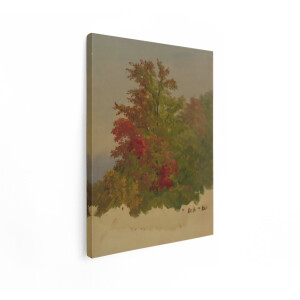 Artaza Canvas Schilderij Schilderij van een Boom met Herfstkleuren in Rood en Groen - 60x80 cm - Wanddecoratie Woonkamer - Schilderijen - Muurdecoratie