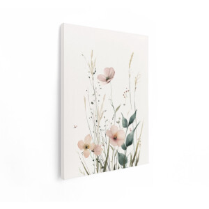 Artaza Canvas Schilderij Bloemen - 60x80 cm - Wanddecoratie Veldbloemen - Muurdecoratie Aquarel - Decoratie Woonkamer - Schilderijen Op Canvas