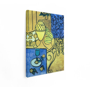 Artaza Canvas Schilderij Henri Matisse'S Still Life met Citroenen en Blauwe Draperien - Levendige Fauvistische Kunst - 30x40 cm - Klein - Wanddecoratie Woonkamer - Schilderijen - Muurdecoratie