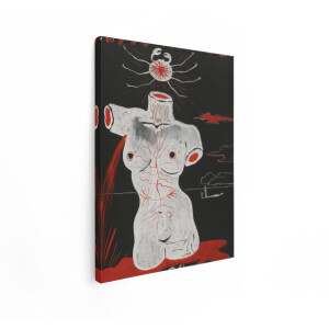 Artaza Canvas Schilderij Surrealistisch Schilderij - 30x40 cm - Wanddecoratie Abstract - Muurdecoratie Torso - Schilderijen Op Canvas Zwart Wit