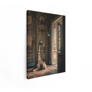 Artaza Canvas Schilderij Giraffe - 60x80 cm - Wanddecoratie Dieren - Muurdecoratie Vintage - Decoratie Barok Interieur - Schilderijen Op Canvas