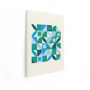Artaza Canvas Schilderij Abstract - 60x80 cm - Wanddecoratie Modern - Muurdecoratie Geometrisch - Decoratie Woonkamer - Groen Blauw