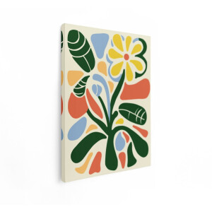 Artaza Canvas Schilderij Abstracte Bloemen - 90x120 cm - Wanddecoratie Modern - Muurdecoratie Boho - Decoratie Bloem Illustratie