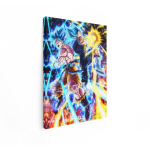 Artaza Canvas Schilderij Goku En Vegeta - 60x80 cm - Super Saiyan Blue Wanddecoratie - Muurdecoratie Anime - Schilderijen Jongenskamer