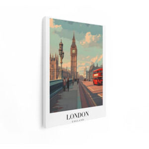 Artaza Canvas Schilderij Londen - 60x80 cm - Wanddecoratie Big Ben - Muurdecoratie Engeland - Vintage Schilderij Skyline Stad