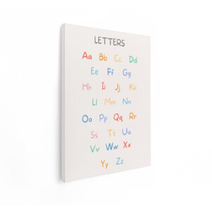 Artaza Canvas Schilderij Kleurrijk Alfabet met Handgeschreven Letters voor Kinderen - Educatief Materiaal - 30x40 cm - Klein - Wanddecoratie Woonkamer - Schilderijen - Muurdecoratie