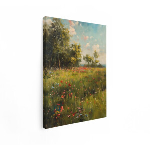 Artaza Canvas Schilderij Bloemen Landschap - 30x40 cm - Wanddecoratie Natuur - Muurdecoratie Bos - Decoratie Boom - Kamer Accessoires