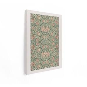 Artaza Canvas Schilderij Vintage Bloemenpatroon met Roze Bloemen en Groene Bladeren - 60x80 cm - Wanddecoratie Woonkamer - Schilderijen - Muurdecoratie