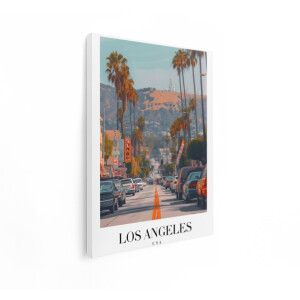 Artaza Canvas Schilderij Los Angeles - 90x120 cm - Wanddecoratie Hollywood - Muurdecoratie Skyline - Decoratie Palmbomen Amerika