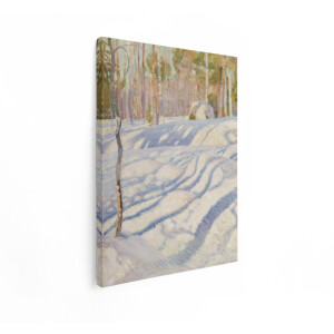 Artaza Canvas Schilderij Besneeuwd Bos - 60x80 cm - Wanddecoratie Winterlandschap - Muurdecoratie Natuur - Decoratie Bomen Woonkamer