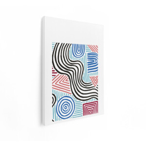 Artaza Canvas Schilderij Abstract - 90x120 cm - Wanddecoratie Boho - Muurdecoratie Organische Lijnen - Decoratie Geometrisch Patroon