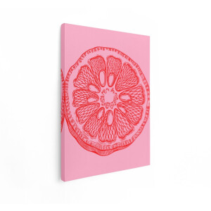 Artaza Canvas Schilderij Grapefruit - 90x120 cm - Wanddecoratie Keuken - Muurdecoratie Fruit - Decoratie Vintage - Roze