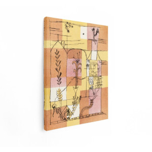 Artaza Canvas Schilderij Abstract - 60x80 cm - Wanddecoratie Modern - Muurdecoratie Figuren - Decoratie Paul Klee Stijl - Warme Tinten