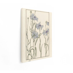Artaza Canvas Schilderij Bloemen - 60x80 cm - Wanddecoratie Korenbloemen - Muurdecoratie Vintage - Decoratie Botanisch Blauw