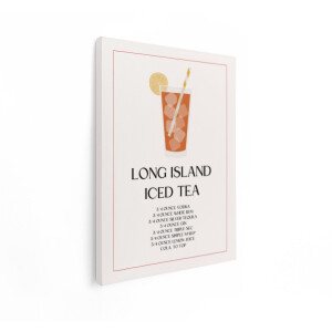Artaza Canvas Schilderij Long Island Iced Tea Cocktailrecept met Ingrediënten en Illustratie - 90x120 cm - Groot - Wanddecoratie Woonkamer - Schilderijen - Muurdecoratie