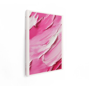 Artaza Canvas Schilderij Abstracte Textuur van Roze en Witte Verfstreken met Glanzende Highlights - 90x120 cm - Groot - Wanddecoratie Woonkamer - Schilderijen - Muurdecoratie