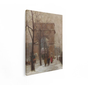Artaza Canvas Schilderij New York - 90x120 cm - Wanddecoratie Washington Square Arch - Muurdecoratie Winter - Klassieke Schilderijen Stad