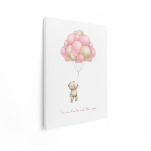 Artaza Canvas Schilderij Teddybeer - 60x80 cm - Wanddecoratie Babykamer - Muurdecoratie Kinderkamer - Decoratie Meisjeskamer - Roze