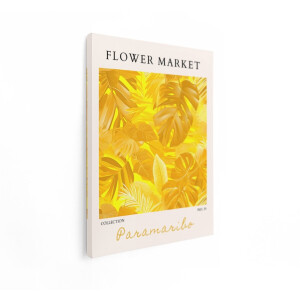 Artaza Canvas Schilderij Tropische Bladeren - 60x80 cm - Wanddecoratie Jungle - Muurdecoratie Bloemenmarkt - Decoratie Monstera - Geel