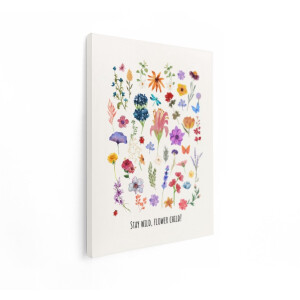 Artaza Canvas Schilderij Boeket van Aquarel Bloemen en Insecten met Inspirerende Tekst - 90x120 cm - Groot - Wanddecoratie Woonkamer - Schilderijen - Muurdecoratie