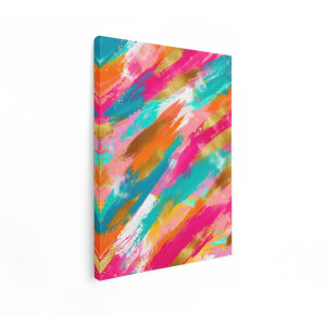 Artaza Canvas Schilderij Abstract - 90x120 cm - Wanddecoratie Goud - Muurdecoratie Modern - Decoratie Kleurrijk Roze - Schilderijen Op Canvas