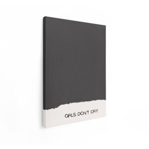 Artaza Canvas Schilderij Girls Don't Cry - 60x80 cm - Wanddecoratie Tekst - Muurdecoratie Zwart Wit - Decoratie Minimalistisch Quote