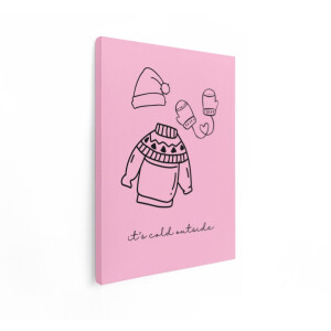Artaza Canvas Schilderij Line Art Trui - 30x40 cm - Wanddecoratie Babykamer - Muurdecoratie Roze - Schilderijen Met Tekst