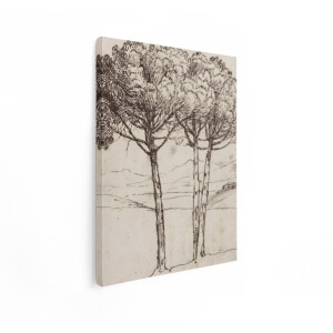 Artaza Canvas Schilderij Landschap - 30x40 cm - Wanddecoratie Bomen - Muurdecoratie Vintage Natuur - Schilderijen Op Canvas Bergen