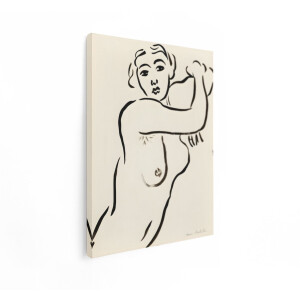 Artaza Canvas Schilderij Vrouw Henri Matisse - 60x80 cm - Wanddecoratie Line Art - Muurdecoratie Zwart Wit - Decoratie Modern Schilderij