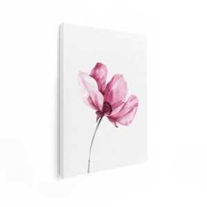 Artaza Canvas Schilderij Fijne Roze Aquarel Papaverbloem met Doorschijnende Bloemblaadjes op een Witte Achtergrond - 30x40 cm - Klein - Wanddecoratie Woonkamer - Schilderijen - Muurdecoratie