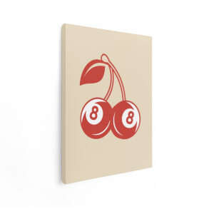 Artaza Canvas Schilderij Kersen met Nummer 8 van Biljartballen - Retro Stijl - 30x40 cm - Klein - Wanddecoratie Woonkamer - Schilderijen - Muurdecoratie