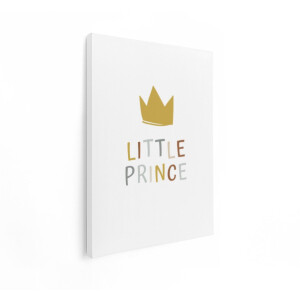 Artaza Canvas Schilderij Kroon Little Prince - 30x40 cm - Wanddecoratie Jongenskamer - Muurdecoratie Babykamer - Schilderijen Goud