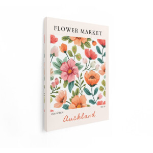 Artaza Canvas Schilderij Bloemenmarkt Poster met een Patroon van Levendige Bloemen en Bladeren - 30x40 cm - Klein - Wanddecoratie Woonkamer - Schilderijen - Muurdecoratie