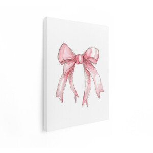 Artaza Canvas Schilderij Strik Aquarel - 30x40 cm - Wanddecoratie Roze - Muurdecoratie Meisjeskamer - Schilderijen Op Canvas - Pastel