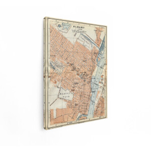 Artaza Canvas Schilderij Historische Plattegrond Albany - 60x80 cm - Wanddecoratie Vintage Stadskaart - Muurdecoratie New York - Schilderijen Op Canvas